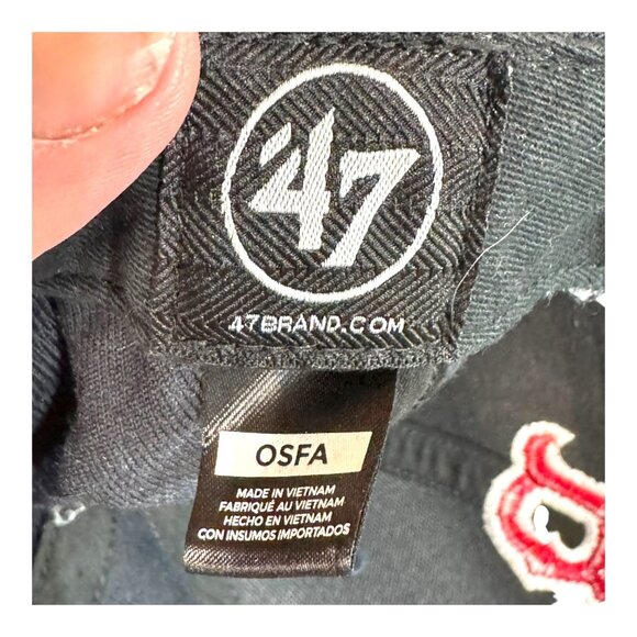 Boston Red Sox 47 Brand One Size Strapback MLB Hat Navy Baseball Cap Embroidered - Picture 5 of 11